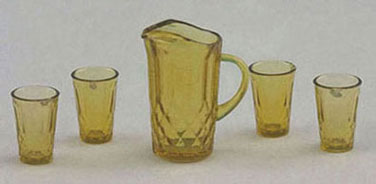 CB88DA - Pitcher with 4 Glasses, Dark Amber