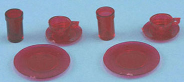 CB129R - Dishes, Red, 8/Pc