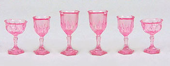 CB38P - Cut Stemware, Pink, 6/Pc